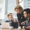 Multiracial business people working outdoor in town